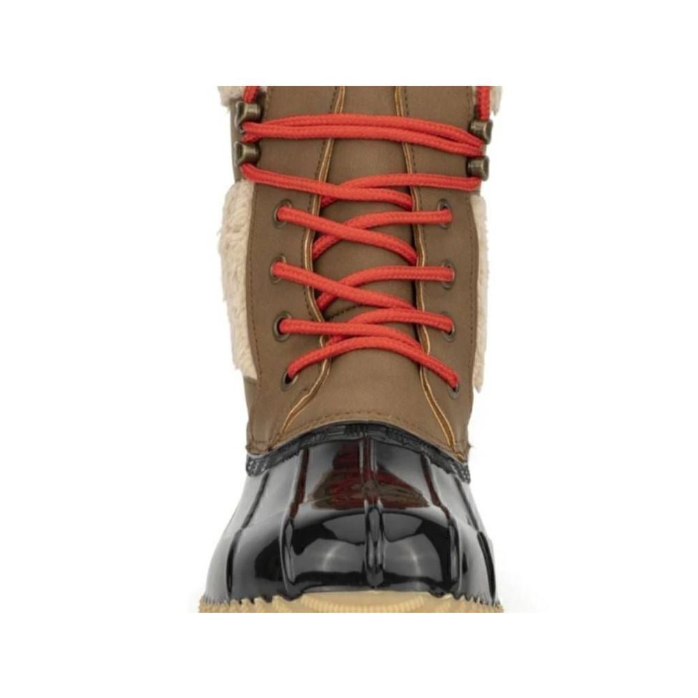 Olivia Miller Womens Jasmine Duck Boots Brown Faux Sherpa Ankle Lace Up 10 New - Picture 2 of 5